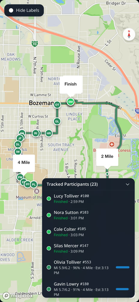 The livePlanit live map on a phone